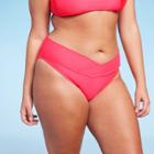 Women's Crossover High Leg Cheeky Mid-rise Bikini Bottom - Wild Fable Coral