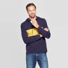 Men's Printed Standard Fit Rugby Hooded Henley Sweatshirt - Goodfellow & Co Xavier Navy