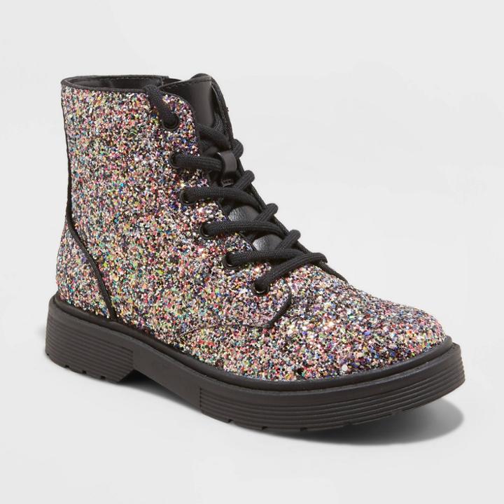 Girls' Zoe Zipper Slip-on Lace-up Combat Boots - Art Class 5,