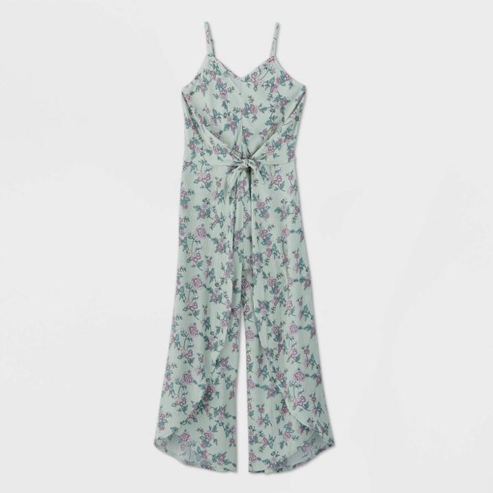 Girls' Twist-front Floral Print - Art Class Green