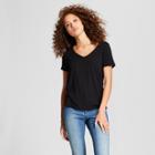 Women's Standard Fit Any Day V-neck Short Sleeve T-shirt - A New Day Black