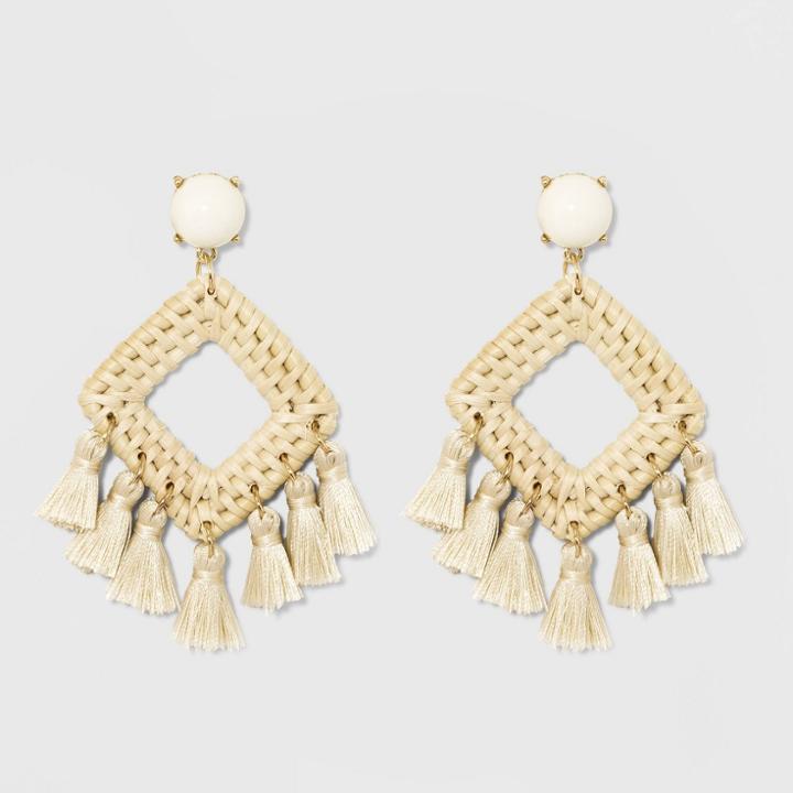 Sugarfix By Baublebar Tassels Crochet Drop Earrings - Ivory, Women's