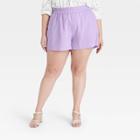 Women's Plus Size High-rise Pull-on Shorts - A New Day Purple