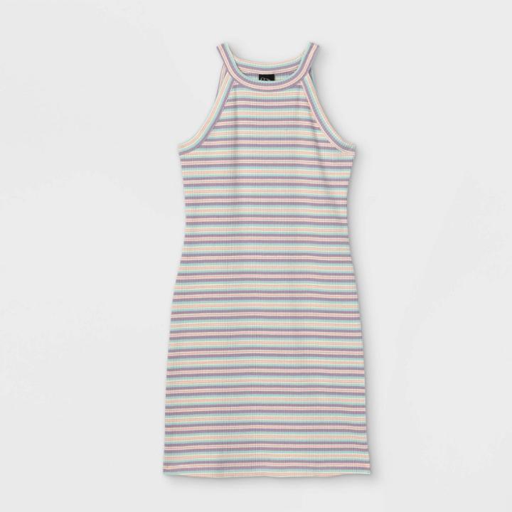 Girls' High Neck Rib-knit Sleeveless Dress - Art Class Violet
