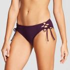 Women's Lace-up Hipster Bikini Bottom - Mossimo Chocolate Cherry