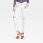Women's Mid-rise Distressed Skinny Jeans - Universal Thread White