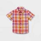Toddler Boys' Plaid Poplin Woven Short Sleeve Button-down Shirt - Cat & Jack Purple