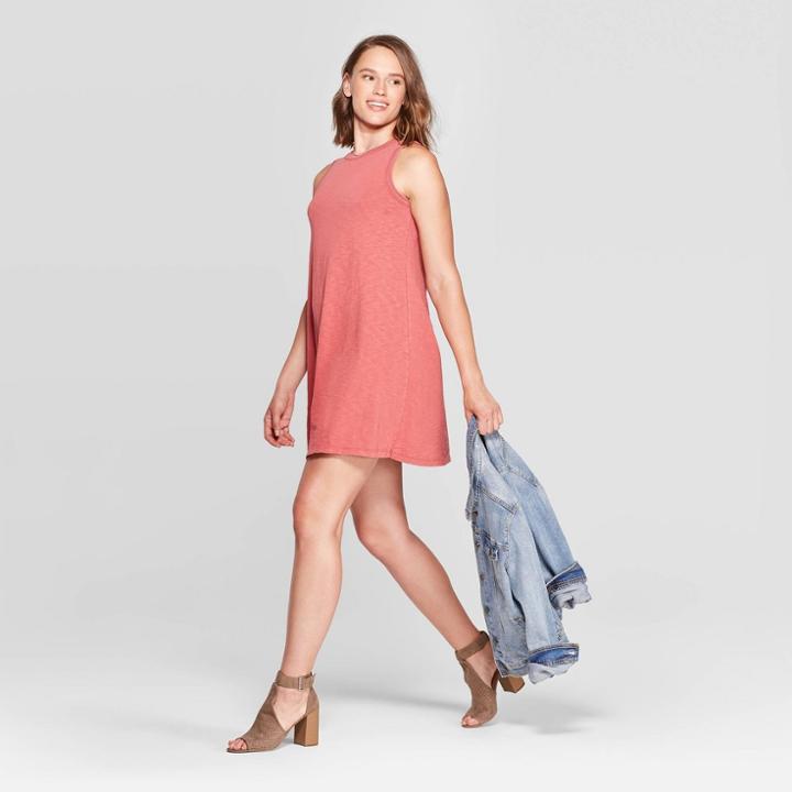 Women's Sleeveless Crewneck T-shirt Dress - Universal Thread Rose (pink)