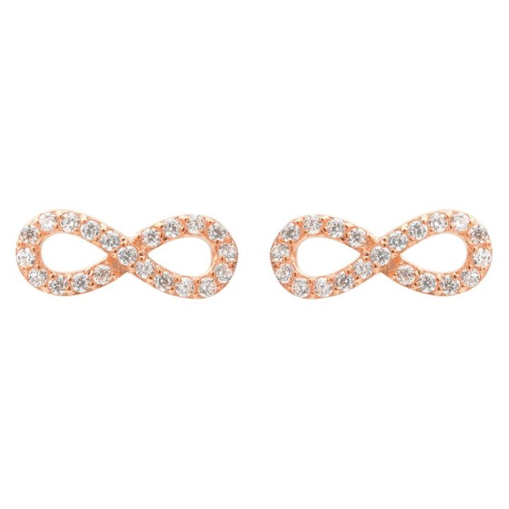 Journee Collection 4/5 Ct. T.w. Round-cut Cubic Zirconia Pave Set Infinity Stud Earrings In Sterling Silver - Rose Gold, Girl's