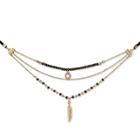 Target Women's Wrap Choker Necklace With Pave Circle, Chain, And Leaf -black/gold