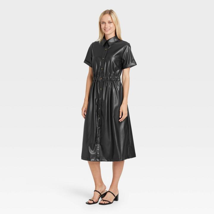 Women's Short Sleeve Shirtdress - Who What Wear Black