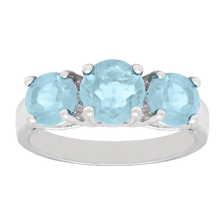 Distributed By Target 3.00 Ct.t.w. Round-cut Blue Topaz 3-stone Prong Set Ring Silver Plated (size