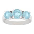 Distributed By Target 3.00 Ct.t.w. Round-cut Blue Topaz 3-stone Prong Set Ring Silver Plated (size