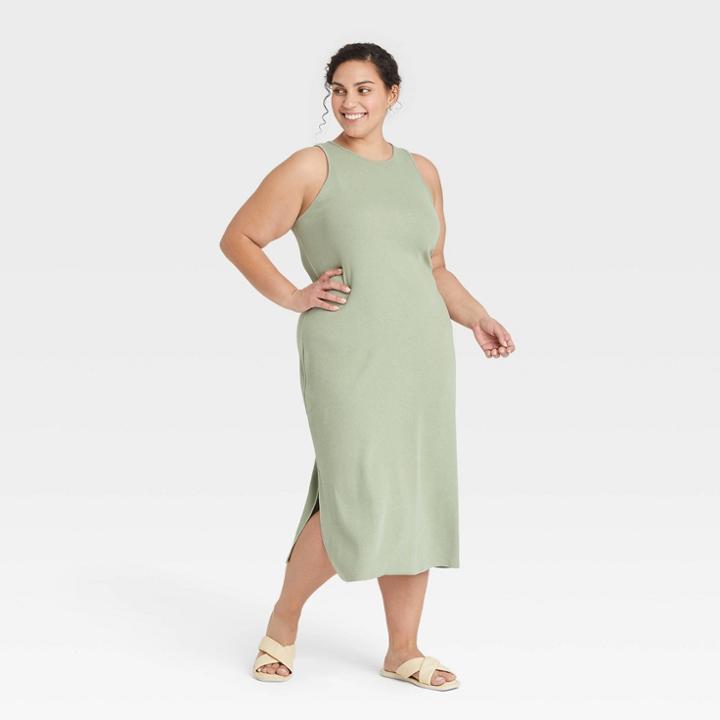 Women's Plus Size Sleeveless Ribbed Dress - A New Day