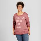 Women's Plus Size Tequila, Tacos And Naps Graphic Sweatshirt - Zoe+liv Burgundy