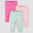 Gerber Baby Girls' 3pk Fox Pull-on Pants - Pink Newborn