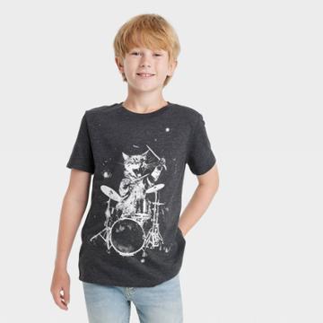 Boys' 'rock N Roll' Short Sleeve Graphic T-shirt - Cat & Jack Charcoal Gray