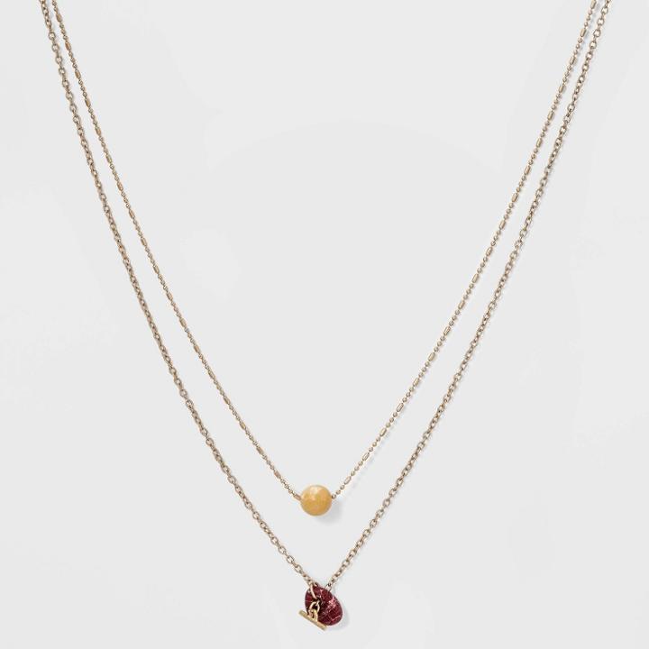 Semi-precious Rhodonite And Toggle Bar With Stone Layered Necklace - Universal Thread