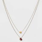 Semi-precious Rhodonite And Toggle Bar With Stone Layered Necklace - Universal Thread