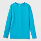 Boys' Quick Dry Upf 50+ Long Sleeve Swim T-shirt - All In Motion Turquoise Blue
