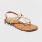 Women's Anabel Wide Width Braided Thong Ankle Strap Sandals - Universal Thread Gold 5w, Women's,