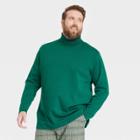 Houston White Adult Plus Size Long Sleeve Turtleneck T-shirt - Dark Teal Green