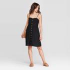 Women's Short Sleeve V-neck Midi Belted Dress- Universal Thread Black