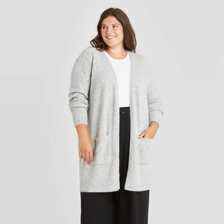 Women's Plus Size Open-front Cozy Cardigan - A New Day Heather Gray
