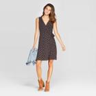 Women's Floral Print Sleeveless V-neck Midi Wrap Dress - Universal Thread Black