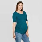 Maternity Short Sleeve Rib T-shirt - Isabel Maternity By Ingrid & Isabel English Teal M, Women's, Blue