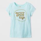 Toddler Girls' Adaptive Short Sleeve Never Grow Up Graphic T-shirt - Cat & Jack Aqua