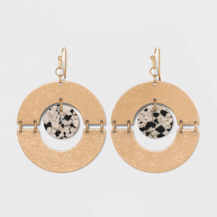 Semi-precious And Orbital Dalmatian Jasper Drop Earrings - Universal Thread , Women's,