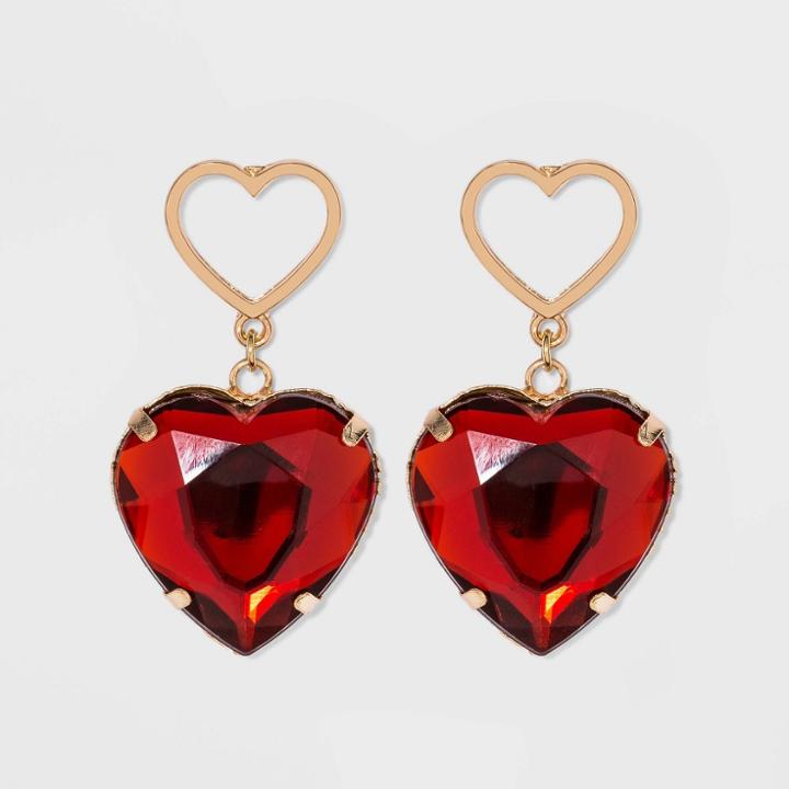 Heart Drop Earrings - Wild Fable Red, Women's