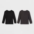 Toddler Boys' 2pk Thermal Long Sleeve T-shirt - Cat & Jack Charcoal/black 12m, Boy's, Gray