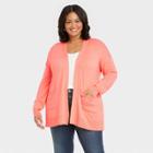 Women's Plus Size Cardigan - Ava & Viv Coral
