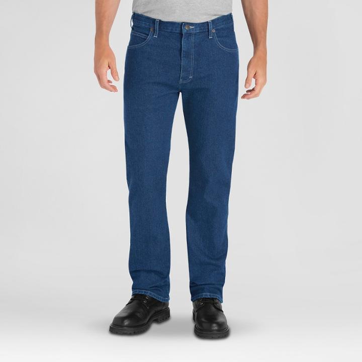Dickies Men's Regular Fit Straight Leg 5-pocket Flex Jean Stonewashed Indigo 44x32, Indigo Blue