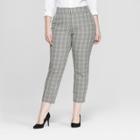 Women's Plus Size Plaid Comfort Waistband Plaid Ankle Pants - Ava & Viv Gray 16w,