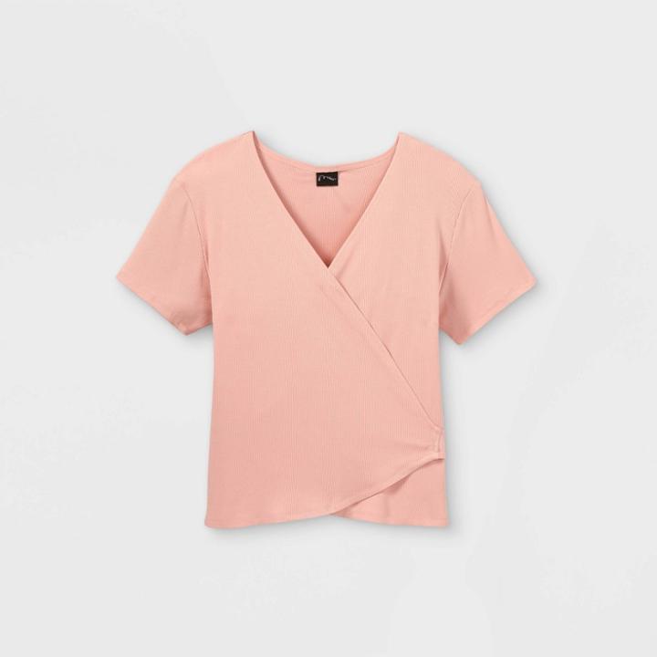 Girls' V-neck Wrap Top - Art Class Pink