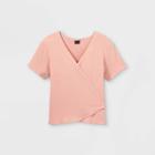 Girls' V-neck Wrap Top - Art Class Pink