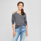 Women's Long Sleeve One Cold Shoulder T-shirt - Grayson Threads (juniors') Charcoal