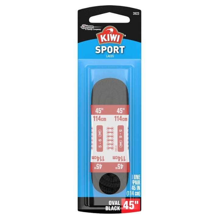 Kiwi Sport Oval Laces Black 45 2 Pairs, Adult Unisex