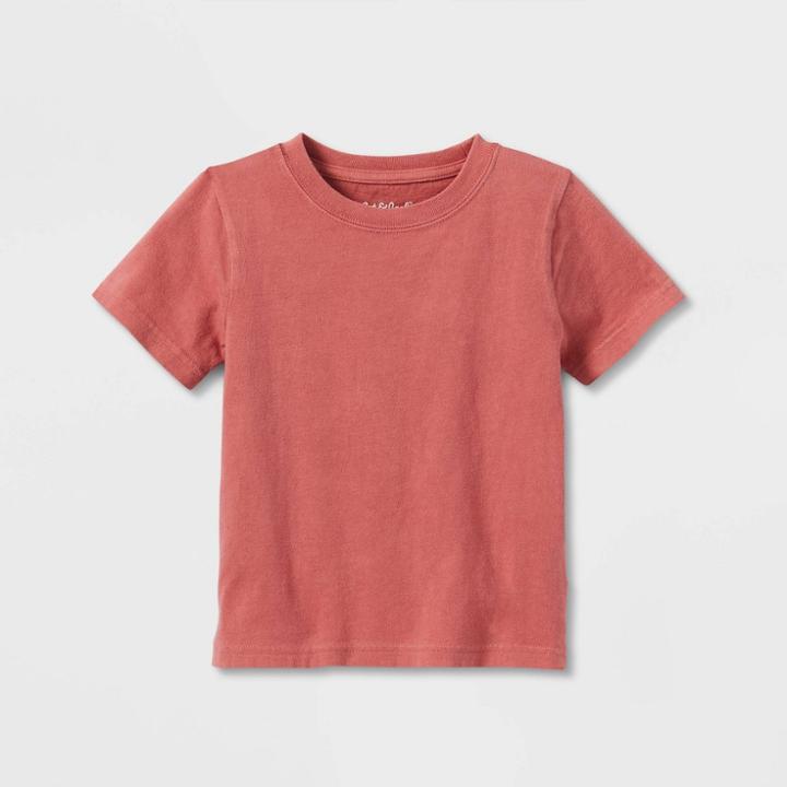 Toddler Solid Washed Short Sleeve T-shirt - Cat & Jack Red