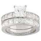 Tiara 6.36 Ct. T.w. Princess-cut 2 Piece Bridal Ring Set In Sterling Silver -