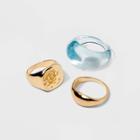 Mixed Organic And Hammered Ring Set 3pc - A New Day Gold