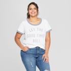 Women's Plus Size Short Sleeve Let The Good Times Roll Graphic T-shirt - Grayson Threads (juniors') - White
