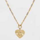 14k Gold Dipped 'g' Initial Diamond Cut Heart Pendant Necklace - A New Day Gold