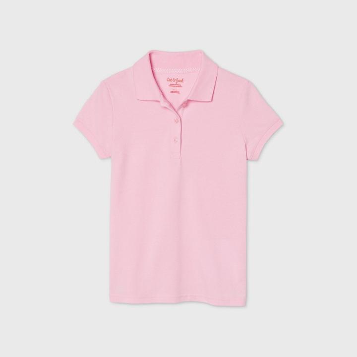 Petitegirls' Short Sleeve Stretch Pique Uniform Polo Shirt - Cat & Jack Pink