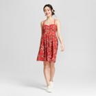 Women's Floral Print Strappy Cup Sundress- Xhilaration Rust (red)/mauve