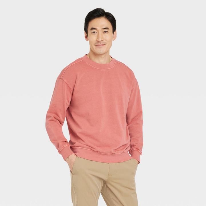 Men's Relaxed Fit Crew Neck Pullover Sweatshirt - Goodfellow & Co Red