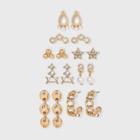Multi Pearl And Cubic Zirconia Stud And Hoop Earring Set 8pc - A New Day Gold